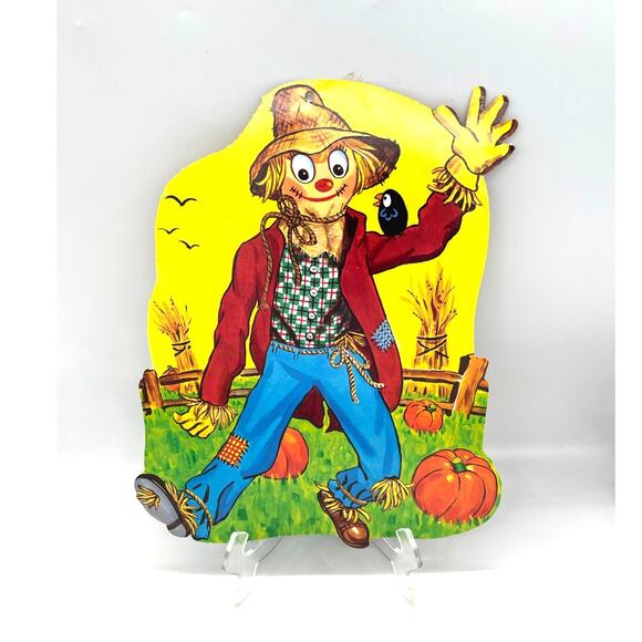 Vintage Peck USA Halloween Die Cut Scarecrow Decoration Dbl Sided 14"x11.5" #1 - Picture 1 of 5
